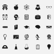 Education icons black on a white background