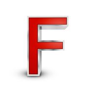 3d red metallic letter F