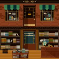 retro flat design of bookshop