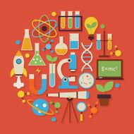 Science and Education Vector Flat Design Circle Shaped Objects S