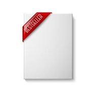 Realistic white blank hardcover book front view with red best