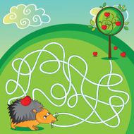 Maze for kids - help the hedgehog to get apple