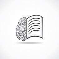 Book icon with brain stock vector