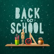 Back to school template with schools workspace supplies N3