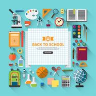 Back to school flat design modern vector background