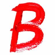 B - Red handwritten letters on white background Acrylic colors