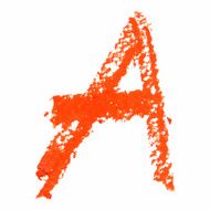 &quot;A&quot; - Orange handwritten letters on white background