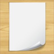 White notebook paper sheet isolated on wood background