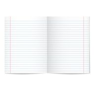 Strips notebook paper on white background