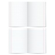 Sells and strips notebook paper sheets on white background