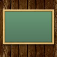 Blank chalk green board in a wood frame