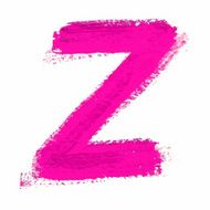 z - Pink handwritten letter on white background Acrylic colors