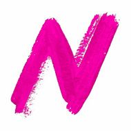 N - Pink handwritten letter on white background Acrylic colors