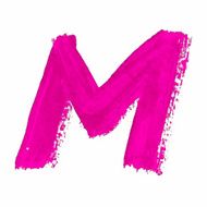 M - Pink handwritten letter on white background Acrylic colors