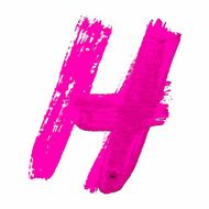 H - Pink handwritten letter on white background Acrylic colors