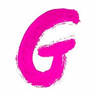 G - Pink handwritten letter on white background Acrylic colors