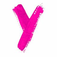 y - Pink handwritten letter on white background Acrylic colors