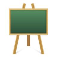 Chalk green board in a wood frame on white background