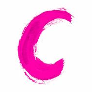 C - Pink handwritten letter on white background Acrylic colors