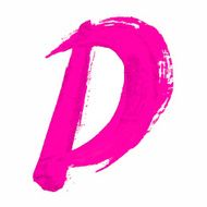 D - Pink handwritten letter on white background Acrylic colors