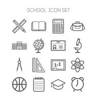 Set of simple icons for school and education