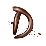 3d liquid chocolate letter D