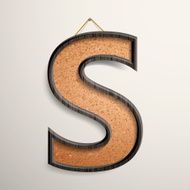 3d wooden frame cork board letter S