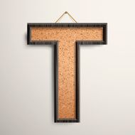 3d wooden frame cork board letter T