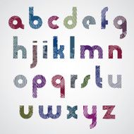 Grunge colorful rubbed lower case letters decorative font