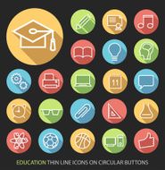 Education Icons with Buttons on Black Background N2