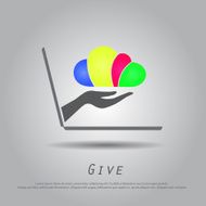 hand hold cloud from laptop vector icon