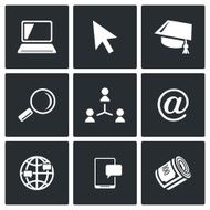 Computer literacy icons set Vector Illustration