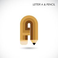 Letter A icon abstract logo design with pencil symbol