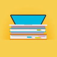 Education Concept Flat Design Illustration with laptop books and notebooks