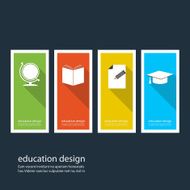 Four colored icons depicting items for education Vector design eps10