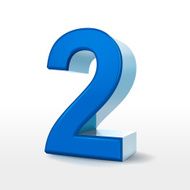 3d blue number 2