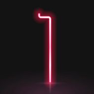 3d red neon light number 1