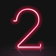 3d red neon light number 2