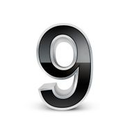 3d black metal number 9