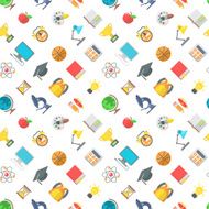Modern Flat School Icons Seamless Pattern N2