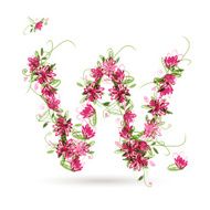 Floral letter W for your design