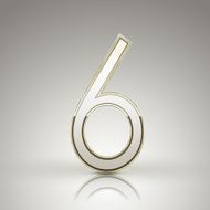 3d elegant pearl white number 6