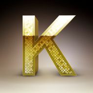3d golden sequins letter K