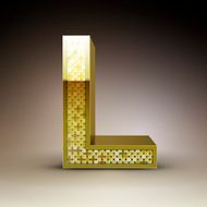 3d golden sequins letter L