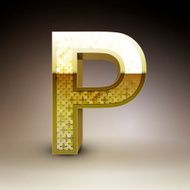 3d golden sequins letter P