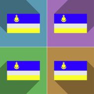 Flags Buryatia Set of colors flat design and long shadows