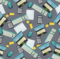 Seamless colorful background made of laptop keyboard calculator