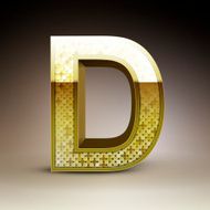 3d golden sequins letter D