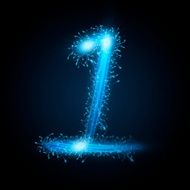 3d blue sparkler firework number 1