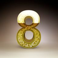 3d golden sequins number 8
